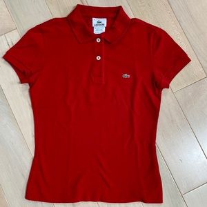 Lacoste red cotton polo shirt
